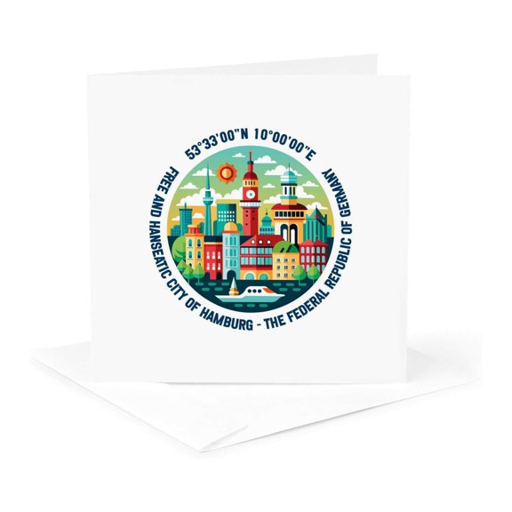 3drose, Hamburg, the Federal Republic of Germany, Cityscape, Coordinates, 1 Greeting Card with Envelope