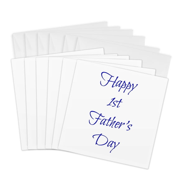 3drose, Happy 1st Fathers Day, Blue Lettering, 6 Greeting Cards with Envelopes