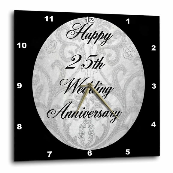 3drose, Happy 25th Anniversary Greeting, 15x15 Wall Clock