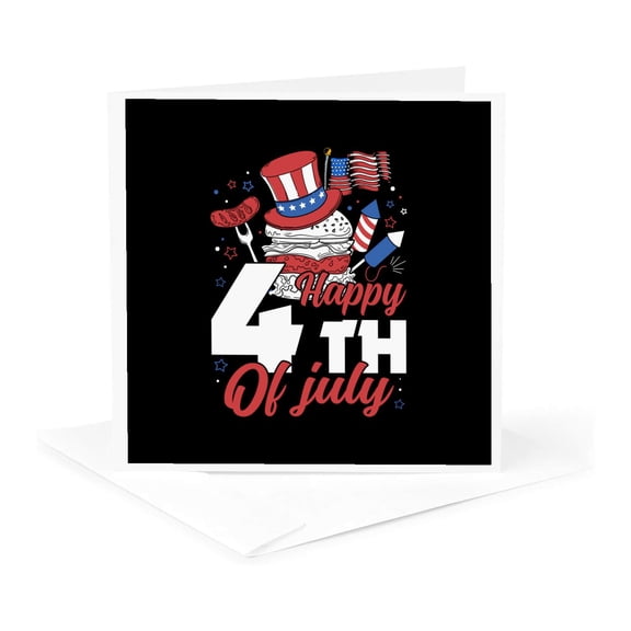 3drose, Happy 4th of July. Patriotic Event Celebration Artsy Gift for Anyone, 1 Greeting Card with Envelope
