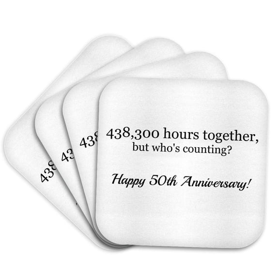 3drose, Happy 50th Anniversary - 438300 Hours Together, Set of 4 Coasters - Soft