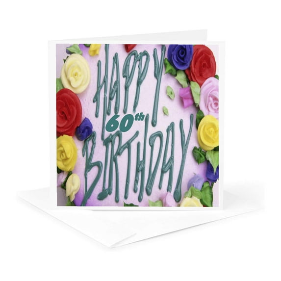 3drose, Happy 60th Birthday, 1 Greeting Card with Envelope