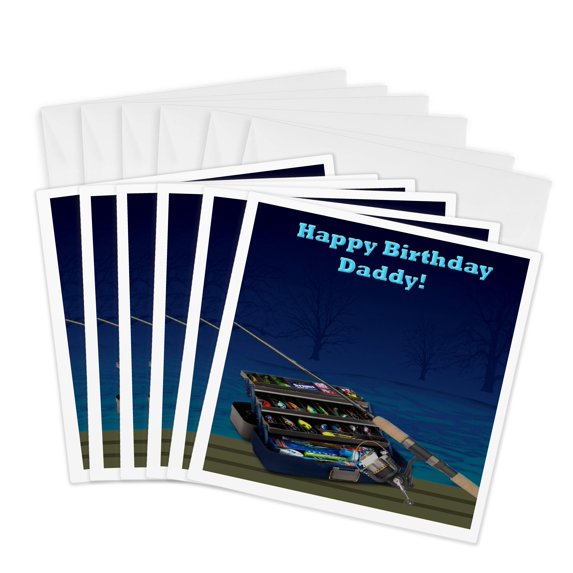 3drose, Happy Birthday Daddy, 6 Greeting Cards with Envelopes