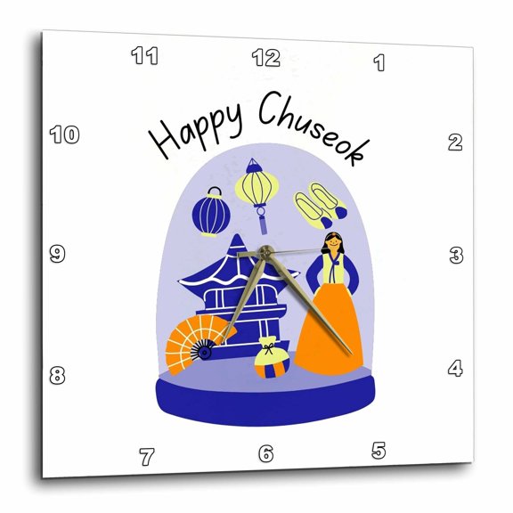 3drose, Happy Chuseok Traditional Holiday Design, 15x15 Wall Clock