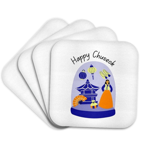 3drose, Happy Chuseok Traditional Holiday Design, Set of 4 Coasters - Soft