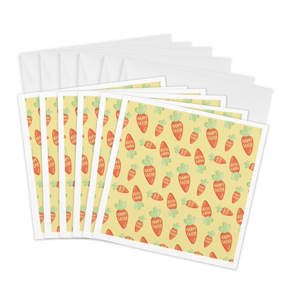 3drose, Happy Easter Carrots Pattern, 6 Greeting Cards with Envelopes