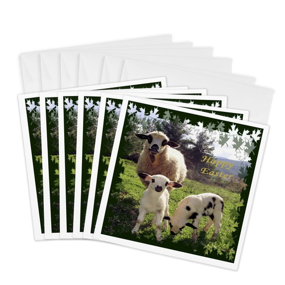 3drose, Happy Easter - Easter, Animal, Ewe, Love, Fun, Love, Cute, 6 Greeting Cards with Envelopes