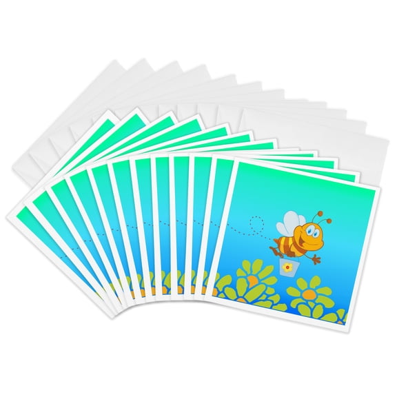 3drose, Happy Little Bumblebee, 12 Greeting Cards with Envelopes