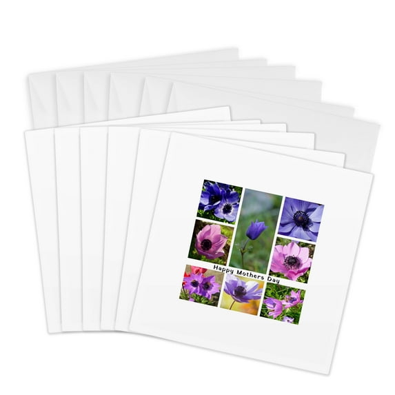 3drose, Happy Mothers Day Anemone Collage, 6 Greeting Cards with Envelopes