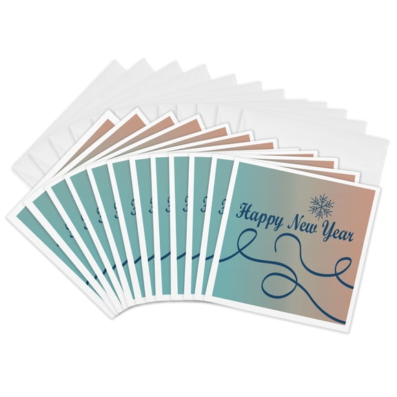 3drose, Happy New Year Abstract, 12 Greeting Cards with Envelopes