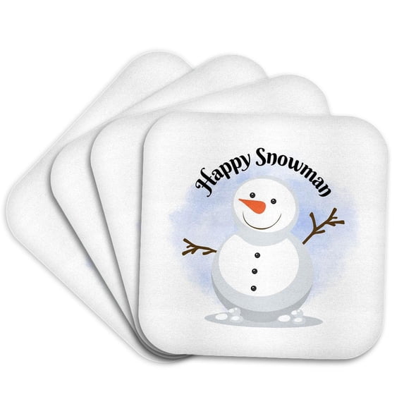 3drose, Happy Snowman, Set of 4 Coasters Cork