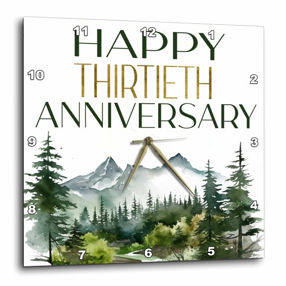 3drose, Happy Thirtieth Anniversary Forest Scene, 15x15 Wall Clock