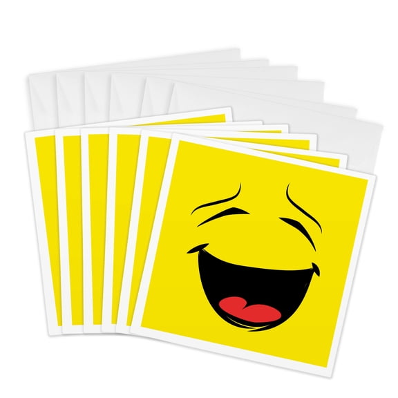 3drose, Happy Yellow Smiling Design, 6 Greeting Cards with Envelopes