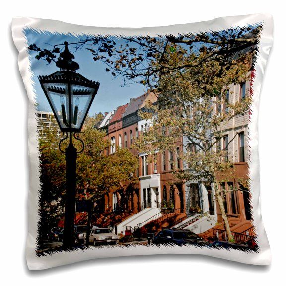 3drose, Harlem Brownstones, Manhattan, New York, Usa, 16x16 inch Pillow Case