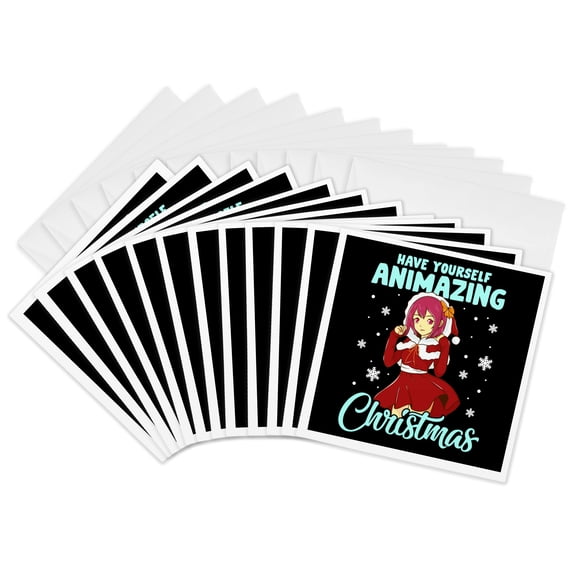 3drose, Have Yourself Animazing Christmas with Comic of Anime Manga, 12 Greeting Cards with Envelopes
