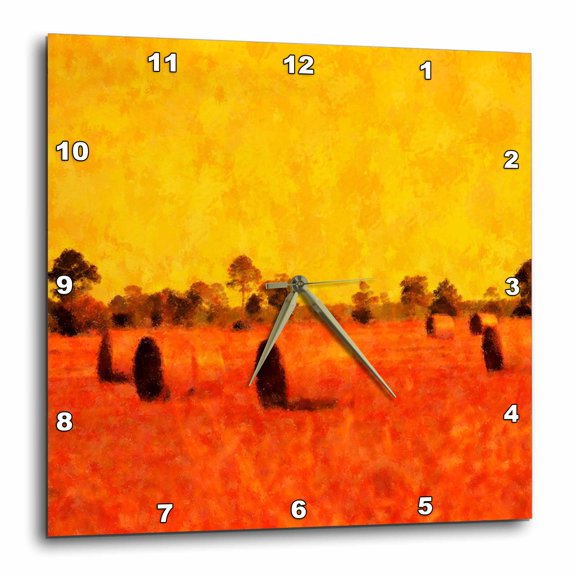 3drose, Hay Rolls, 10x10 Wall Clock