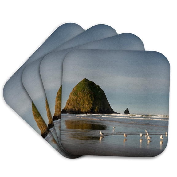 3drose, Haystack Rock on Cannon Beach, Oregon, Set of 4 Coasters - Soft