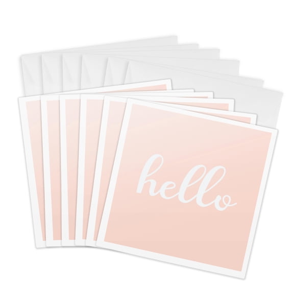 3drose, Hello-trendy Girly Funny Chic Motivation Words on Pink, 6 Greeting Cards with Envelopes