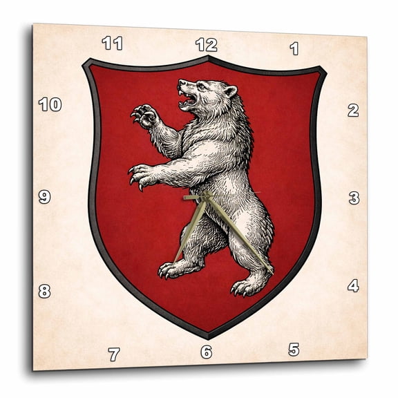 3drose, Heraldic Bear Coat of Arms Medieval Shield, 10x10 Wall Clock