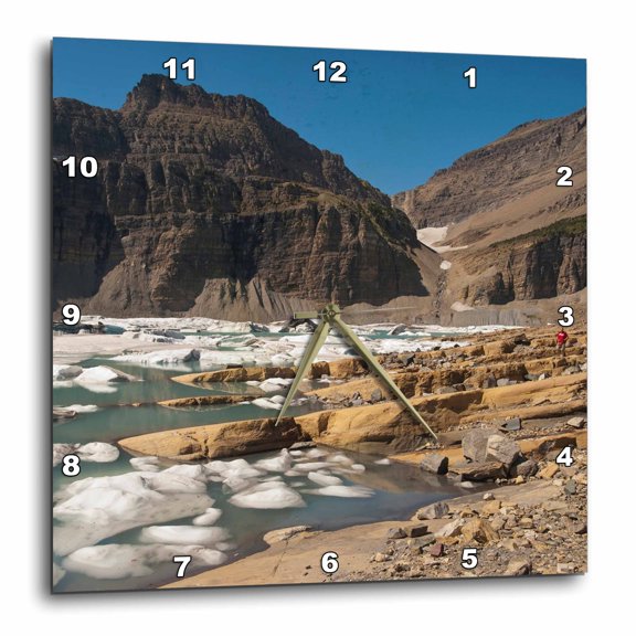 3drose, Hiker, Upper Grinnell Lake, Montana, Usa - Us27 Hga0023 - Howie Garber, 10x10 Wall Clock
