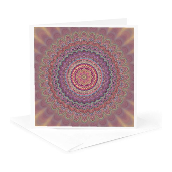 3drose, Hippie Geometric Mandala - Colorful Concentric Oval Mandala Art, 1 Greeting Card with Envelope