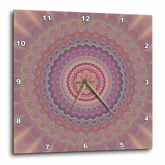 3drose, Hippie Geometric Mandala - Colorful Concentric Oval Mandala Art, 13x13 Wall Clock