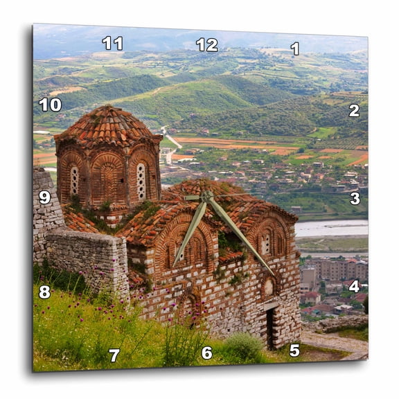 3drose, Holy Trinity Church in Berat Castle, Berat, Unesco Site, Albania, 10x10 Wall Clock