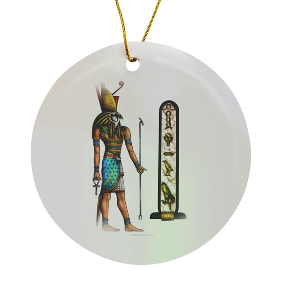 3drose, Horus Egyptian God Pagan Art, Circle Porcelain Ornament