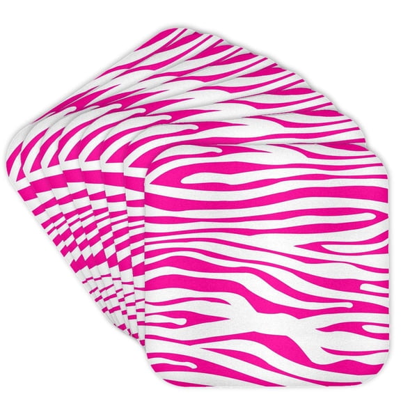 3drose, Hot Pink and White Zebra Print Stylish Girly Animal Stripe Pattern - Modern Trendy Fashionable Girl, Set of 8 Coasters - Soft