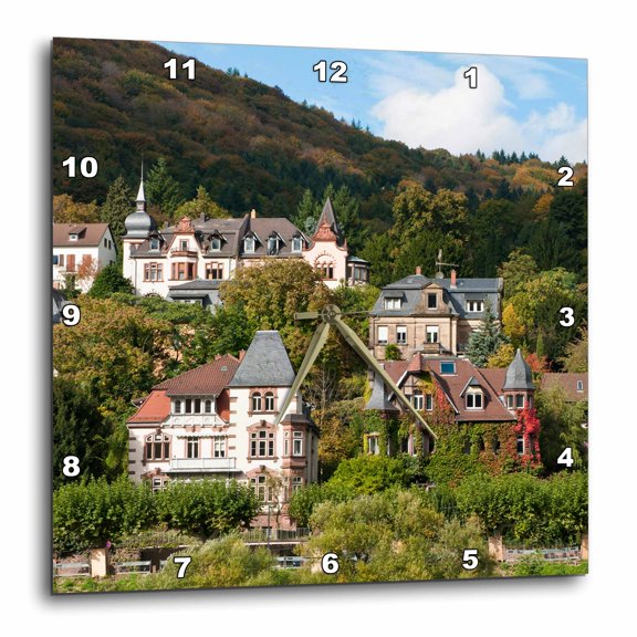 3drose, Houses on Neckar River, Heidelberg, Germany - Eu10 Mde0196 - Michael Defreitas, 15x15 Wall Clock