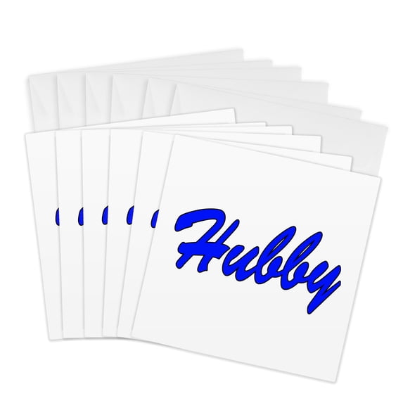 3drose, Hubby, Blue, 6 Greeting Cards with Envelopes