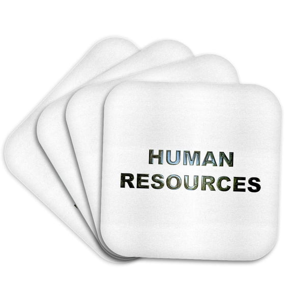 3drose, Human Resources Beautiful Metal Style Sign on White Background, Set of 4 Coasters - Cork