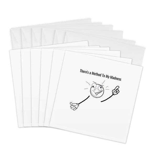 3drose, Humor Text and Stick Figure Being Mad, 6 Greeting Cards with Envelopes