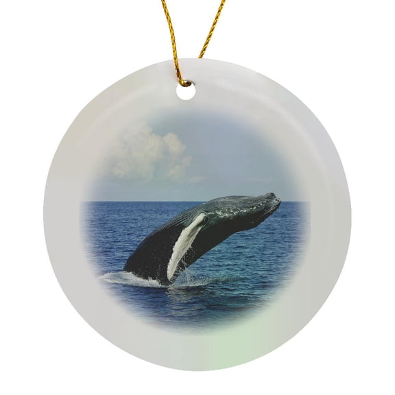 3drose, Humpback Whale, Circle Porcelain Ornament
