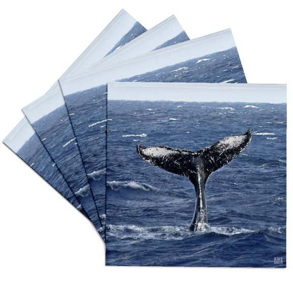 3drose, Humpback Whale, Set of 4 Ceramic Tile Coasters