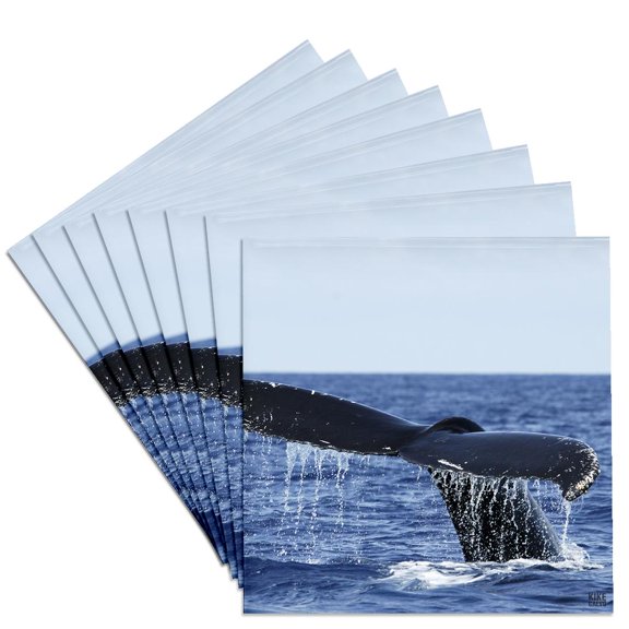 3drose, Humpback Whale, Set of 8 Ceramic Tile Coasters