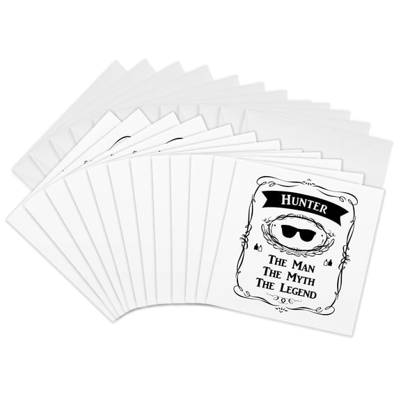 3drose, Hunter - the Man the Myth the Legend - Personal Name Personalized Gift, 12 Greeting Cards with Envelopes