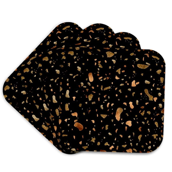 3drose, Hygge Abstract Modern Terrazzo in Pink and Copper, Set of 4 Coasters - Cork