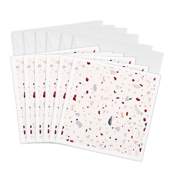 3drose, Hygge Abstract Modern Terrazzo in White, 6 Greeting Cards with Envelopes