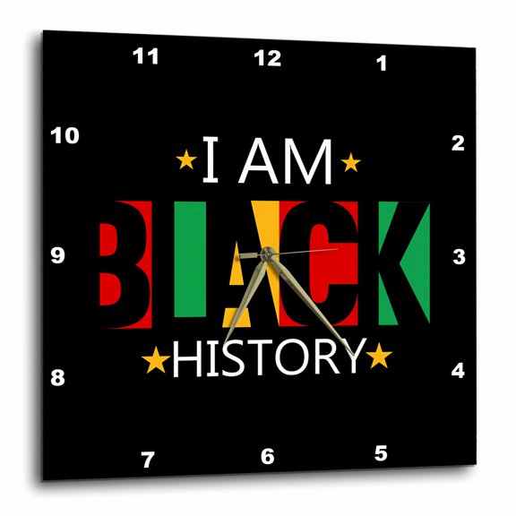 3drose, I Am Black History Stylish Colorful Text, Stars, Awesome Gift, Art, 13x13 Wall Clock