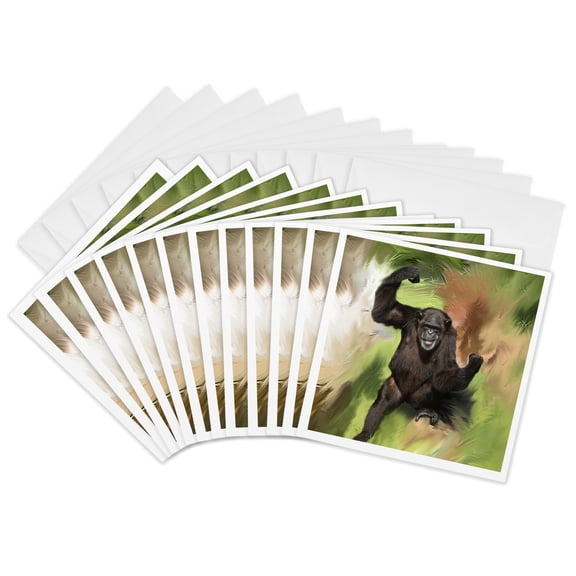 3drose, I Am Strong Monkey, 12 Greeting Cards with Envelopes