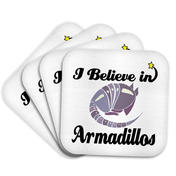 3drose, I Believe in Armadillos, Set of 4 Coasters - Soft