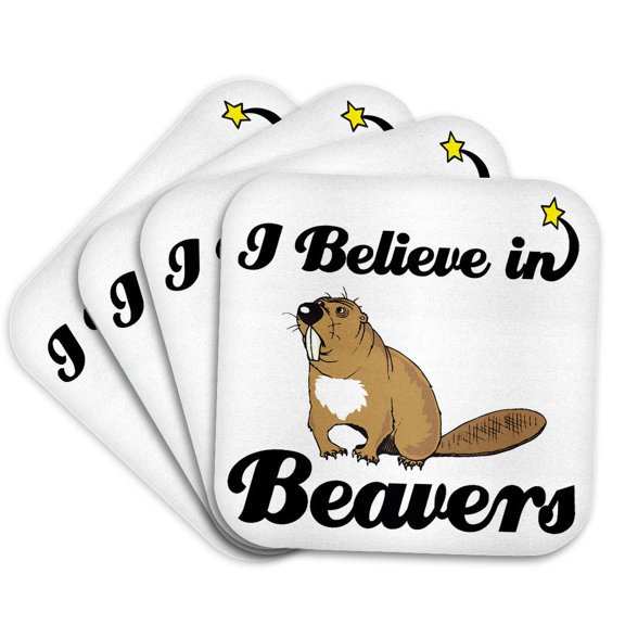 3drose, I Believe in Beavers, Set of 4 Coasters - Soft