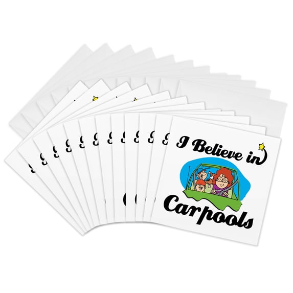 3drose, I Believe in Carpools, 12 Greeting Cards with Envelopes