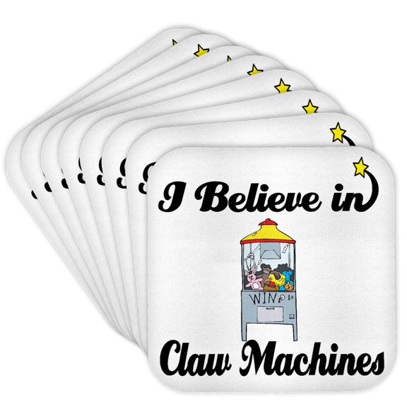 3drose, I Believe in Claw Machines, Set of 8 Coasters - Soft