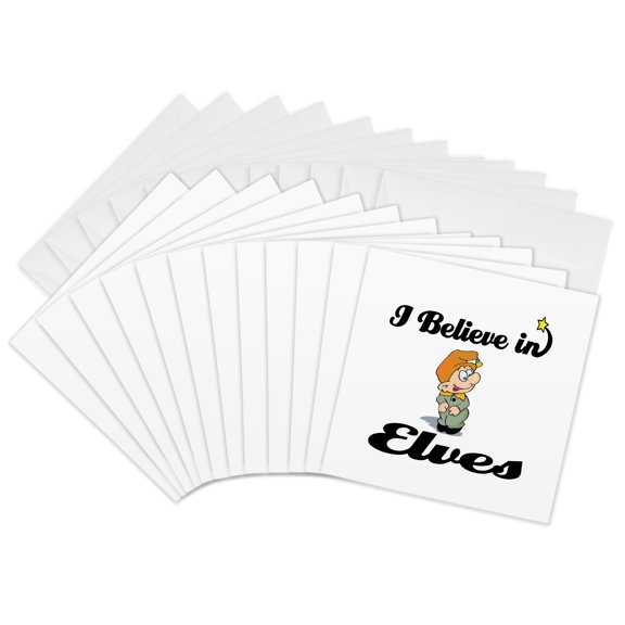 3drose, I Believe in Elves, 12 Greeting Cards with Envelopes