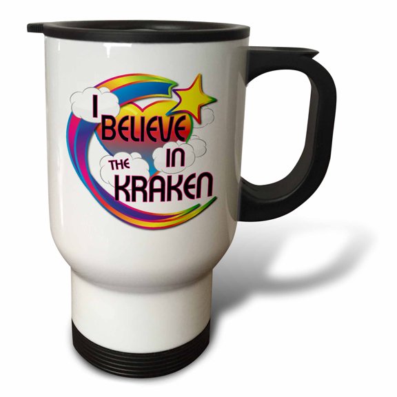 3drose, I Believe in the Kraken Cute Believer Design, 14oz Stainless Steel Travel Mug