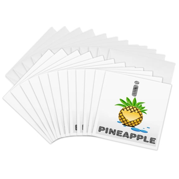 3drose, I Love Pineapple Design, 12 Greeting Cards with Envelopes