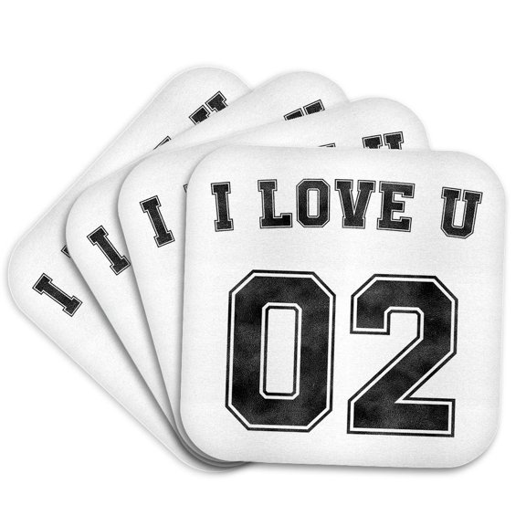 3drose, I Love U 2 Compassionate Phrase, Set of 4 Coasters - Soft