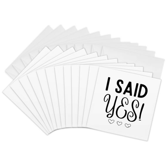 3drose, I Said Yes Wedding Gift Honeymoon and Bridal Shower Gift, 12 Greeting Cards with Envelopes